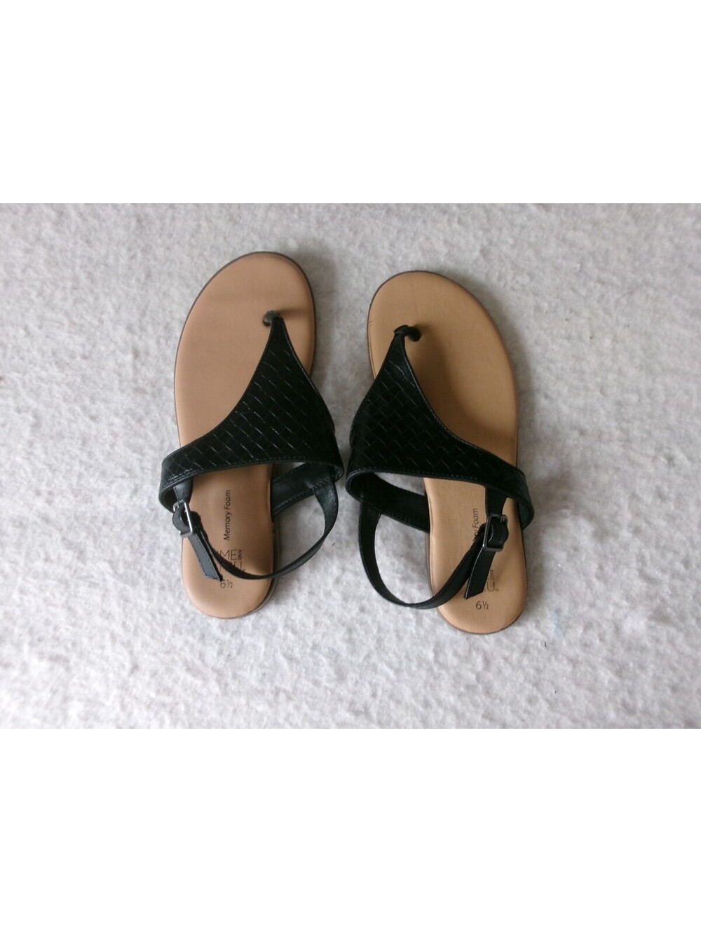 Time And Tru Black Size 6.5 Sandals With Memory Foam